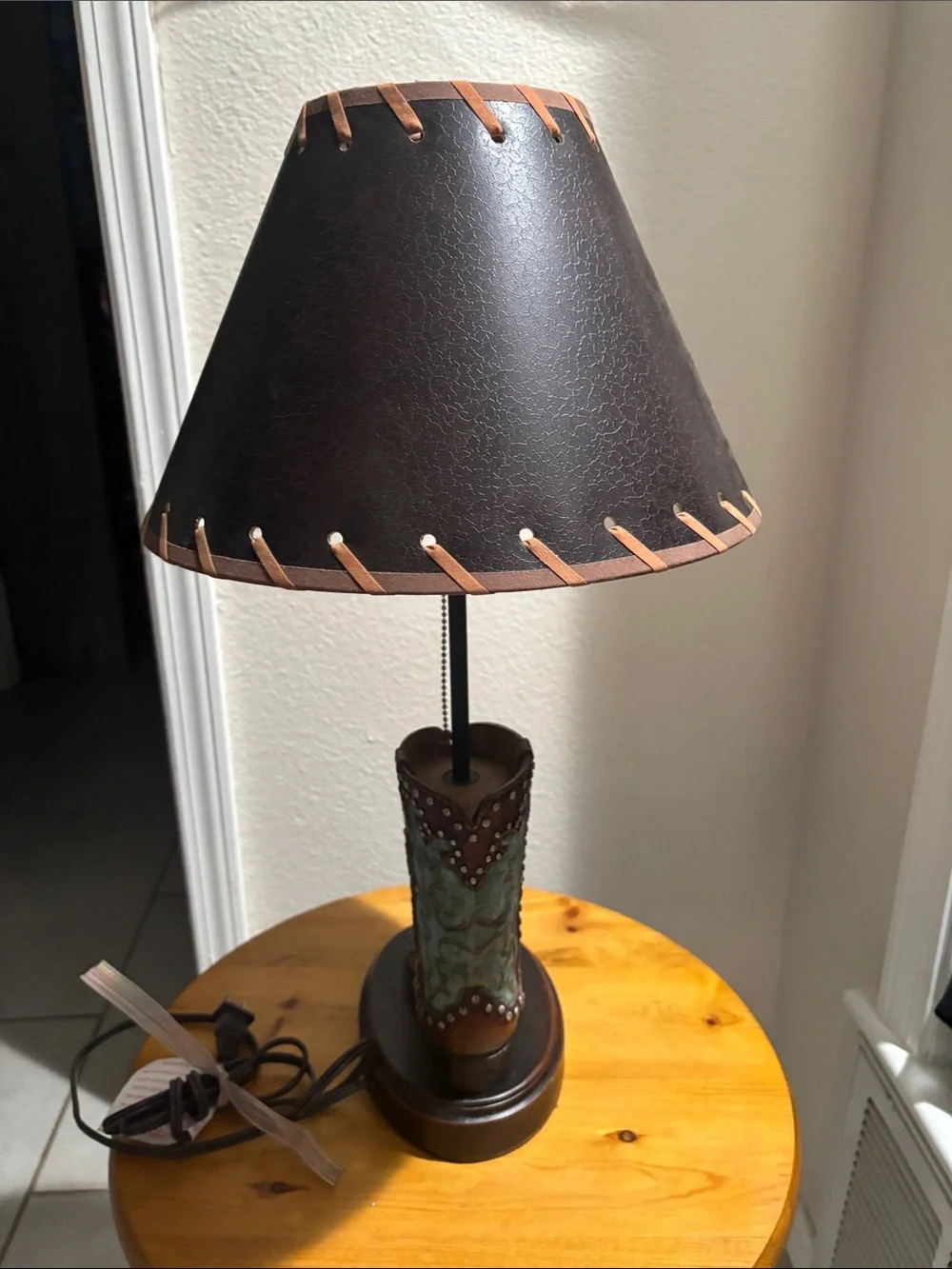 Rainbow Inc Rustic Brown Cowboy Boot Table Lamp with Brown Shade